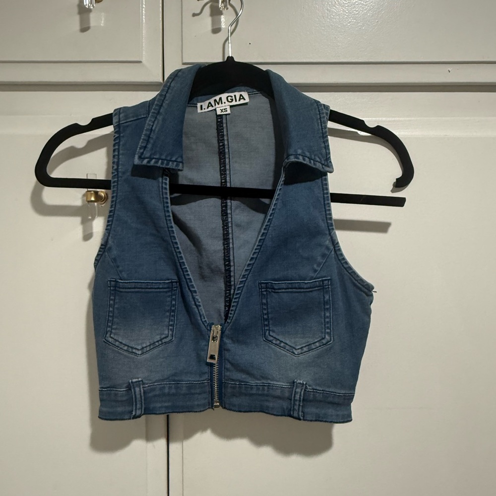 I.AM.GIA Blue Denim Crop Top - Worn by Maddie in Euphoria